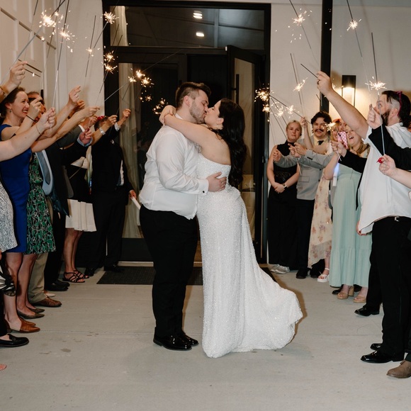 Sparkly Custom Sequin Wedding Reception Dress - Picture 1 of 6